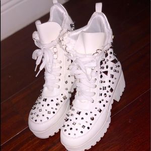 Cape Robbin Studded, White, Platform Boots.
